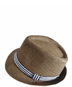 Fashion Straw Stripe Straps Panama Hat HBN-4420 CAMEL